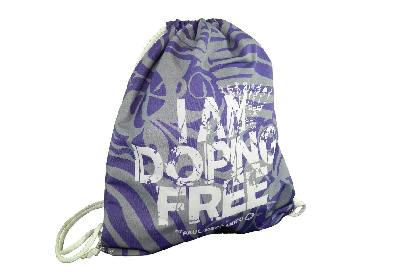 BACK SACK I AM DOPING FREE BY PAUL MECCANICO IN PURPLE AND GREY. - Limited Edition Paul Meccanico