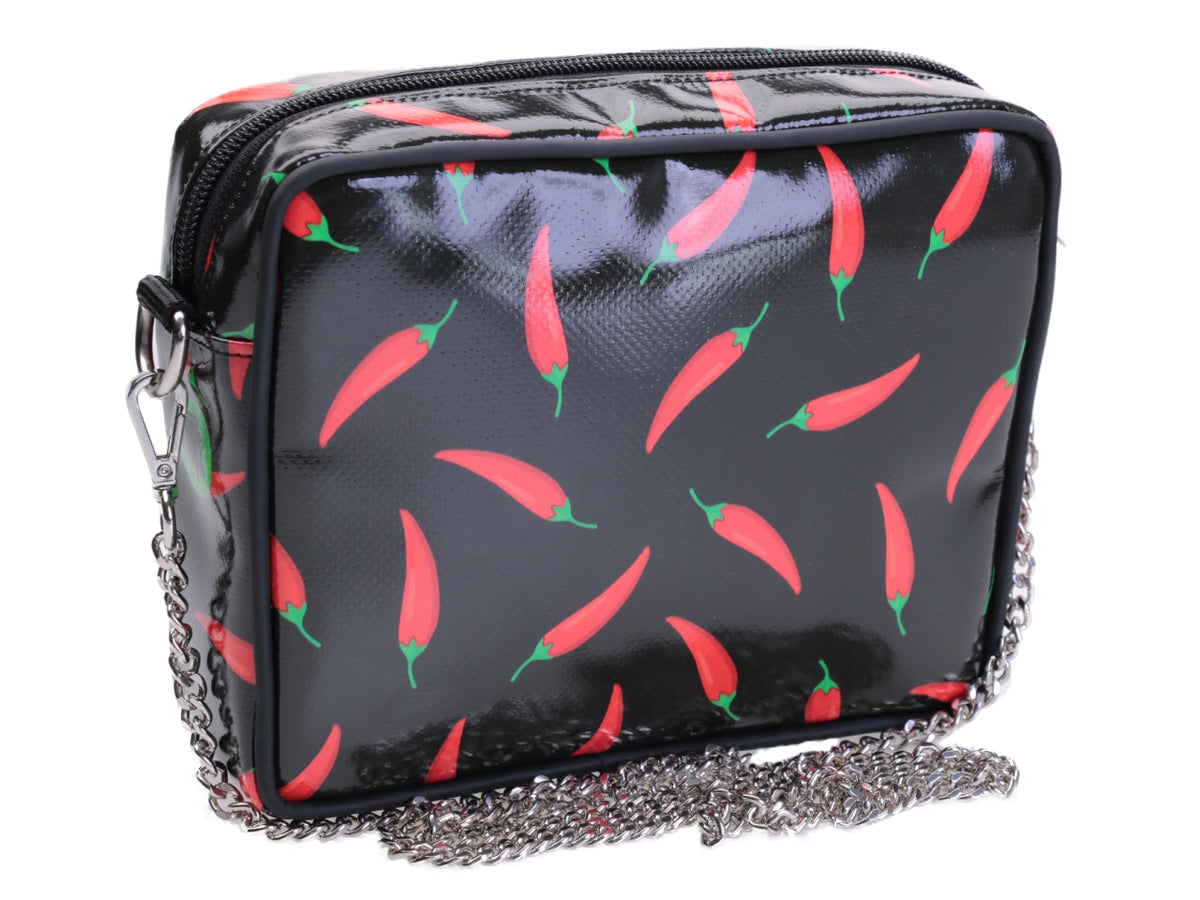 BLACK FOREST CLUTCH &quot;CHILI PEPPERS&quot;. PARK MODEL MADE OF LORRY TARPAULIN.