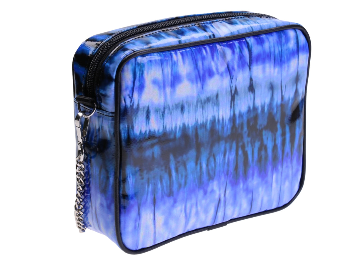 BORSETTA DONNA BLU FANTASIA TIE DYE CON TRACOLLA A CATENA. MODELLO PARK IN TELONE CAMION.