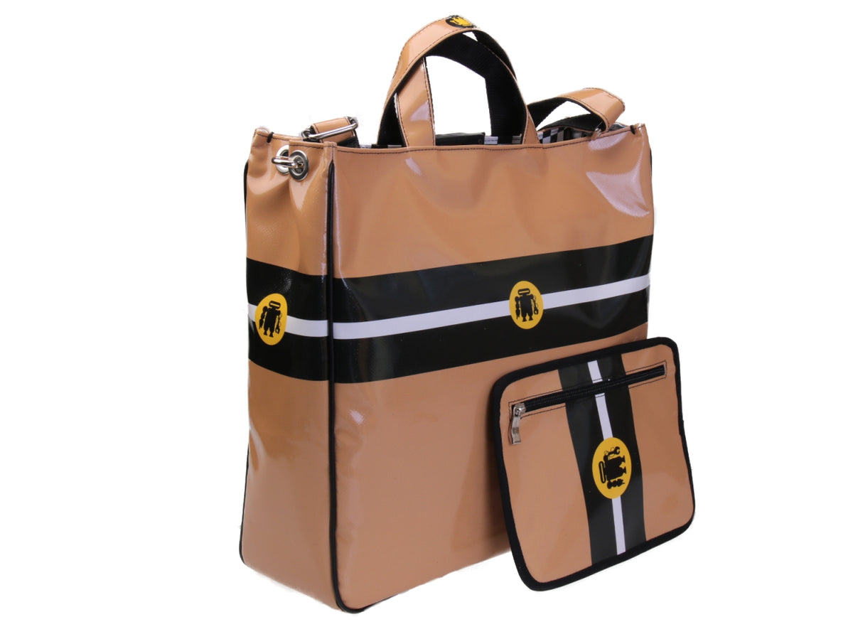 BORSA GRANDE DA DONNA COLOR NOCCIOLA. MODELLO AIRSTONE IN TELONE CAMION.