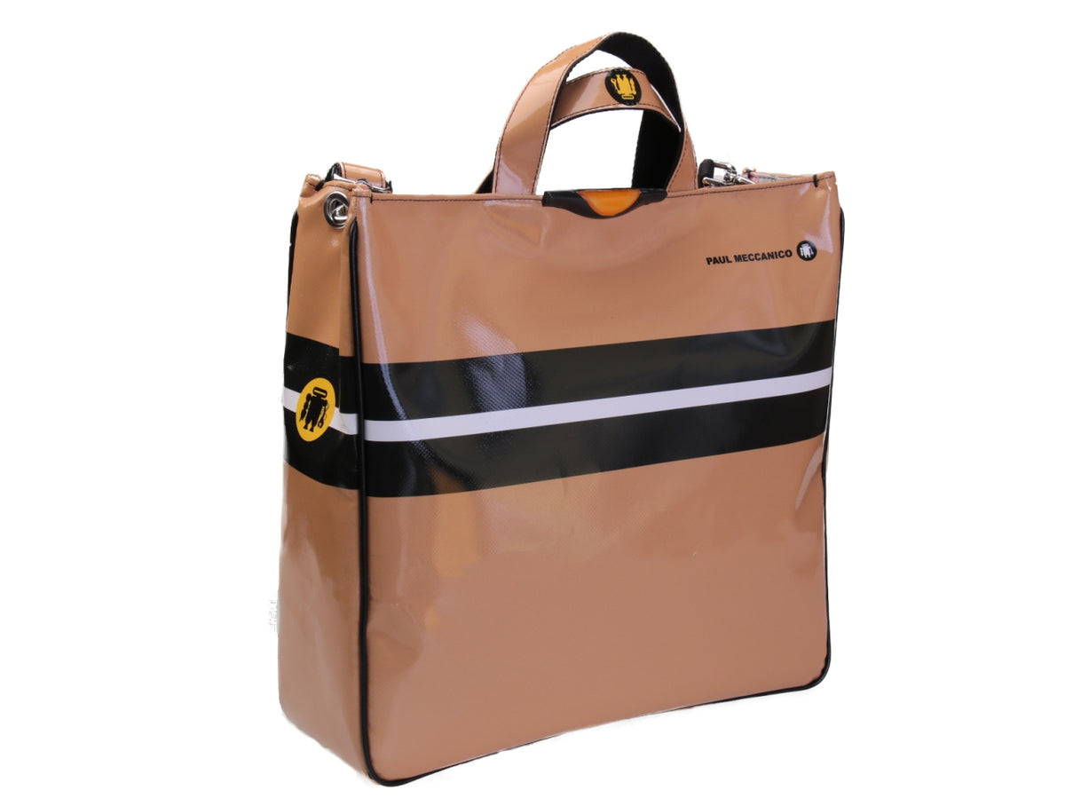 LIGHT BROWN MAXI TOTE BAG. MODEL AIRSTONE MADE OF LORRY TARPAULIN.