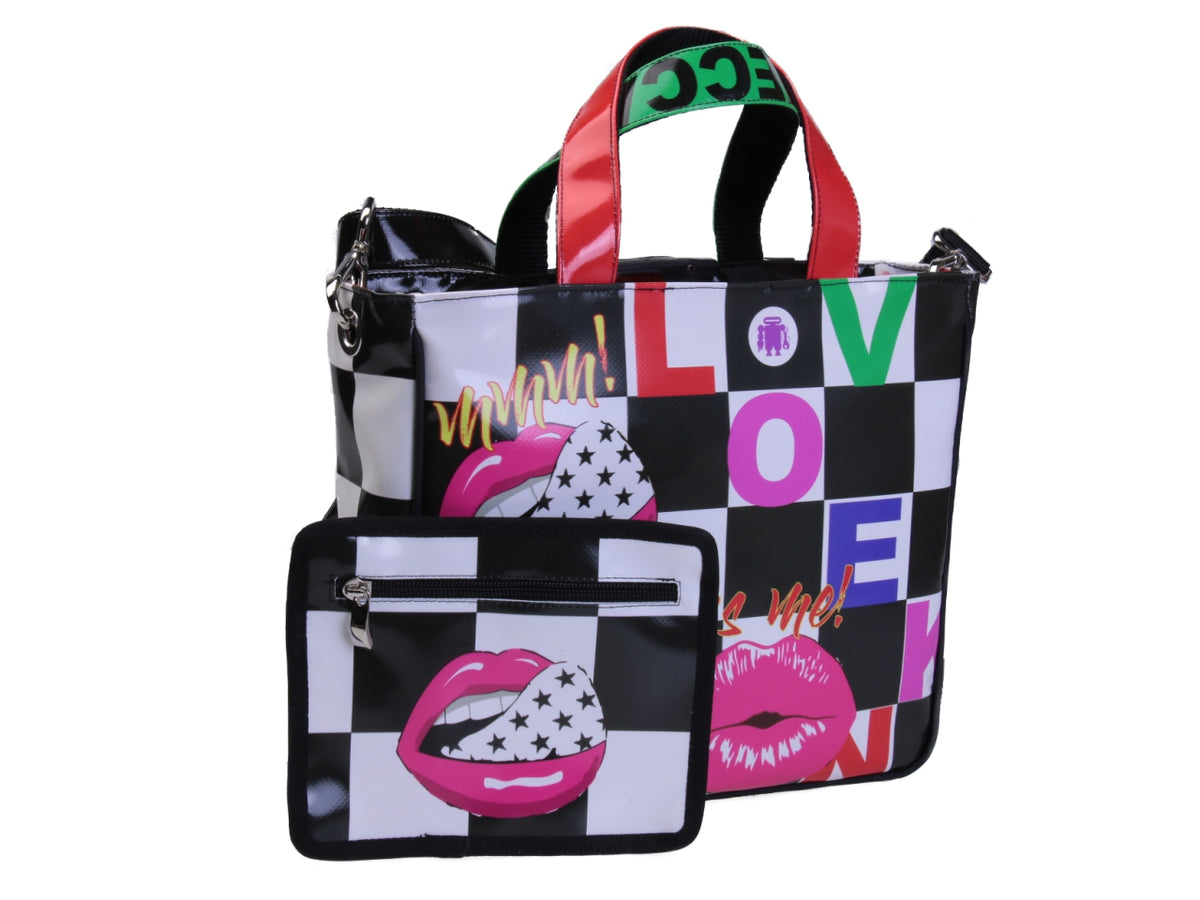 BORSA DONNA FANTASIA POP. MODELLO GLAM IN TELONE CAMION.