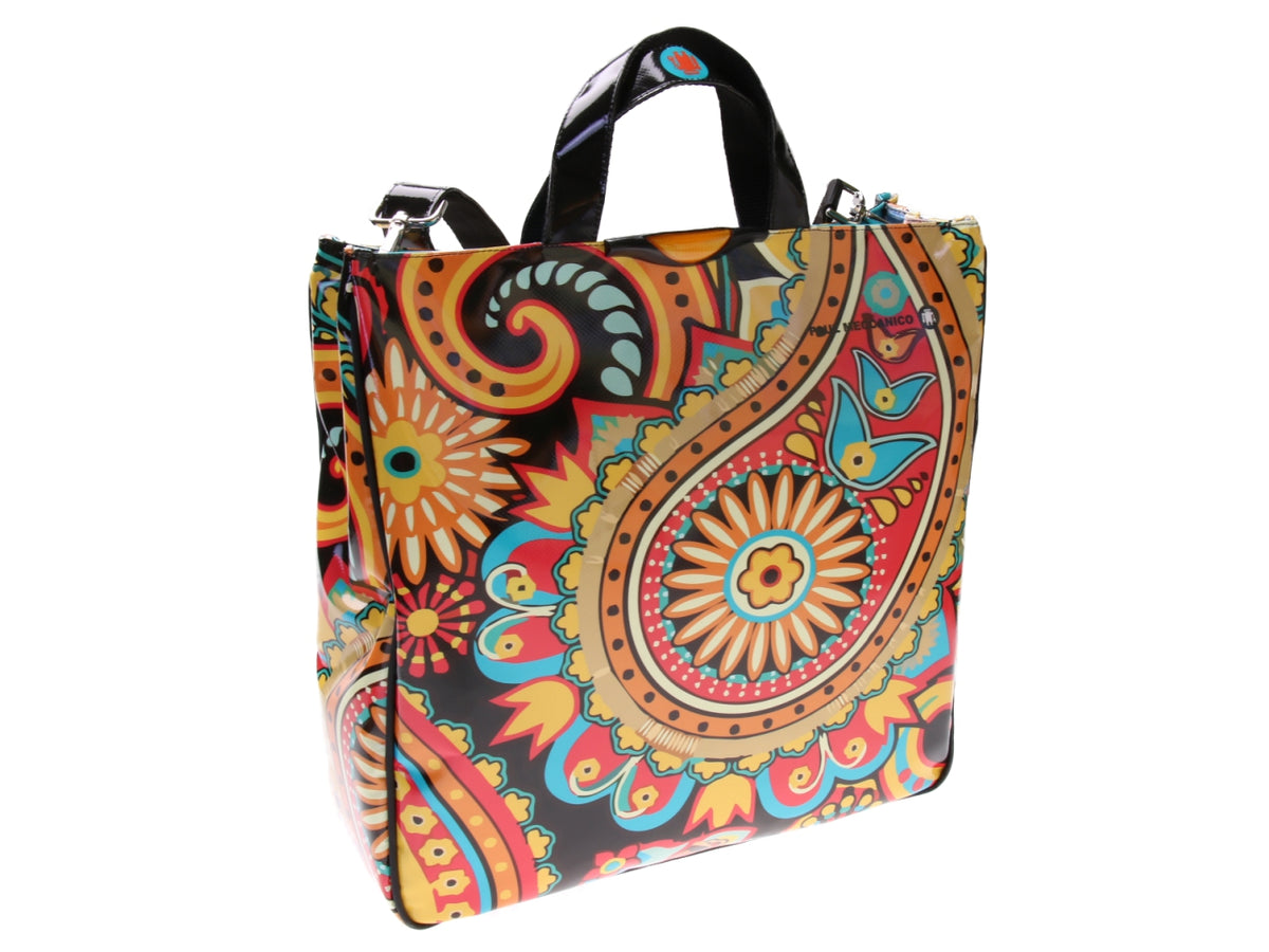 MULTICOLOR MAXI TOTE BAG WITH PAISLEY FANTASY. MODEL AIRSTONE MADE OF LORRY TARPAULIN.