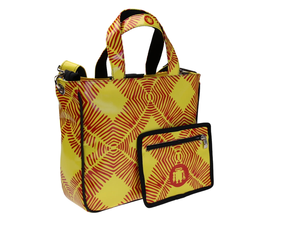 ....YELLOW TOTE BAG. MODEL GLAM MADE OF LORRY TARPAULIN.