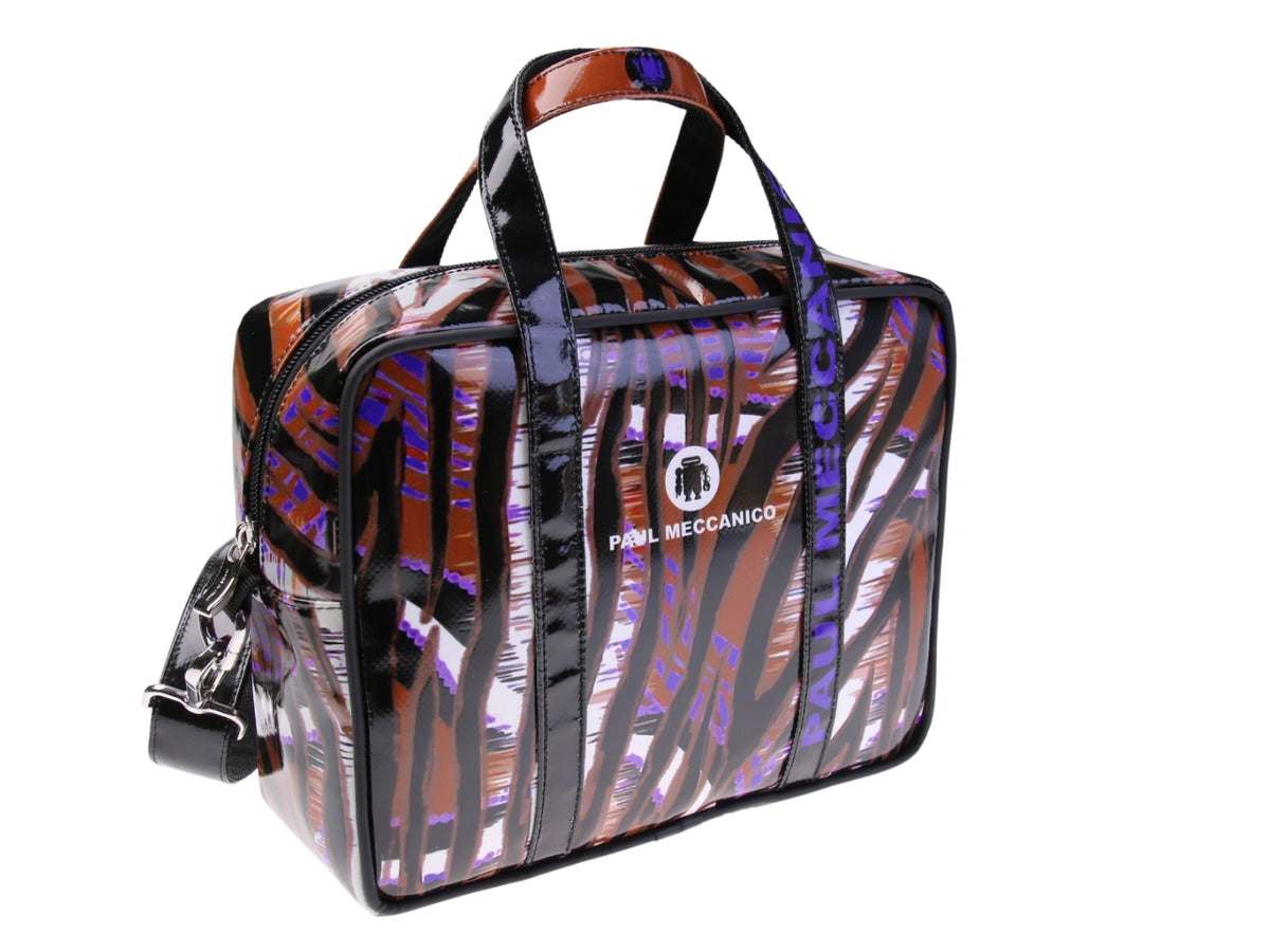 ....RECTANGULAR WOMEN&#39;S BAG WITH ANIMALIER FANTASY. MODEL PINCA MADE OF LORRY TARPAULIN.