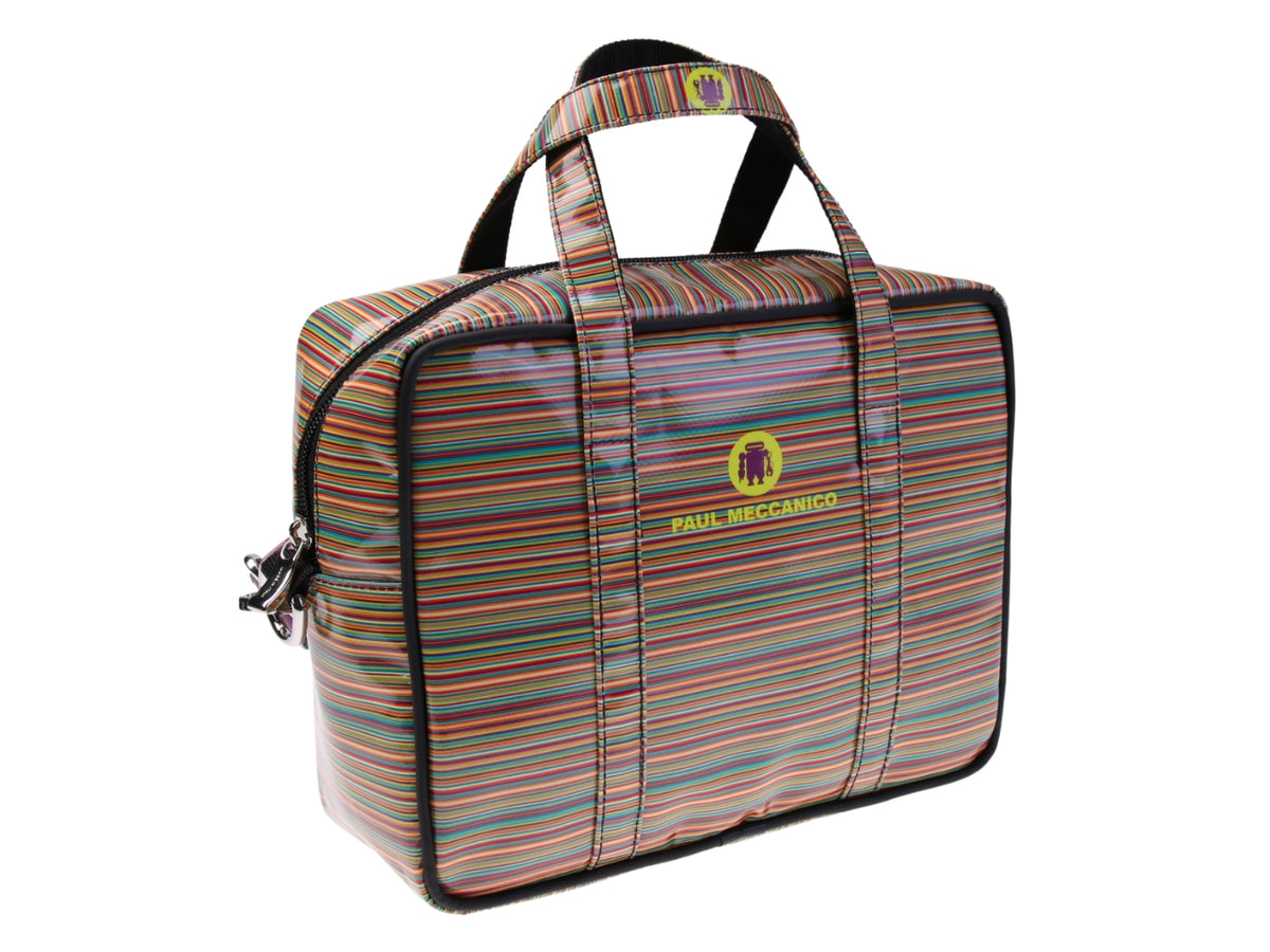 ....WOMEN&#39;S BAG WITH MULTI LINES. MODEL PINCA MADE OF LORRY TARPAULIN.