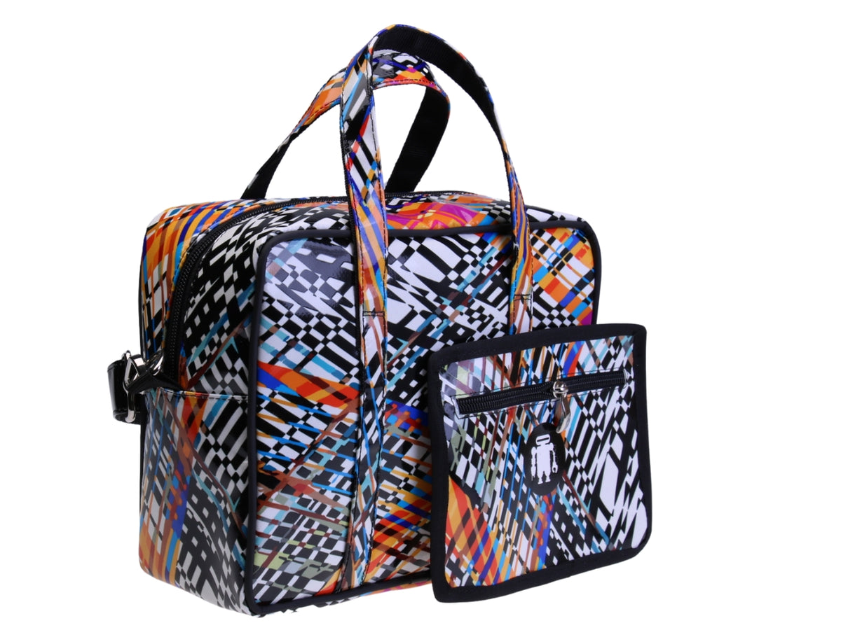 ....MULTICOLOR RECTANGULAR WOMEN&#39;S BAG. MODEL PINCA MADE OF LORRY TARPAULIN.