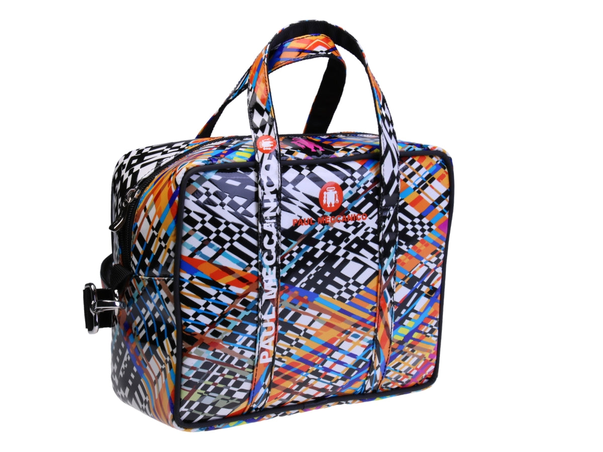 ....MULTICOLOR RECTANGULAR WOMEN&#39;S BAG. MODEL PINCA MADE OF LORRY TARPAULIN.