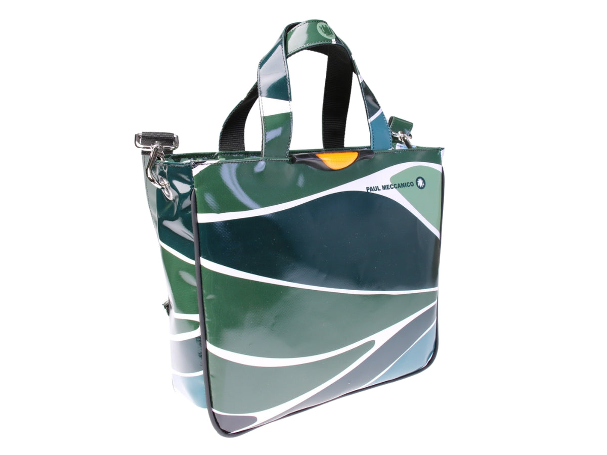 .... DARK GREEN TOTE BAG . MODEL GLAM MADE OF LORRY TARPAULIN.