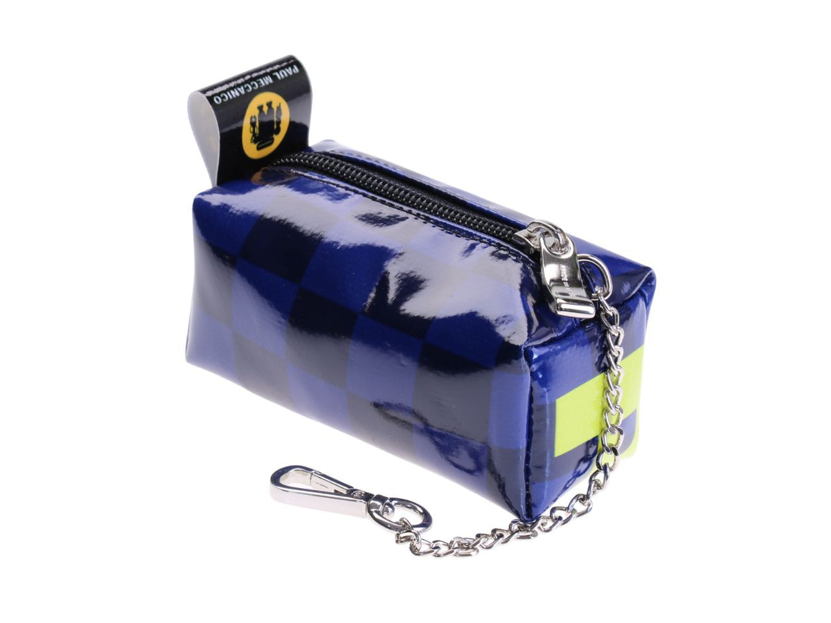 ...PENCIL CASE DESIGN KEYCHAIN BLUE COLOUR WITH CHESS FANTASY MADE OF LORRY TARPAULIN.