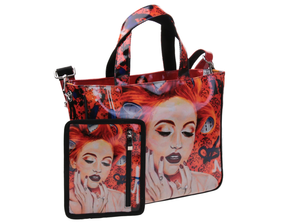 TOTE BAG &quot;RED HOT&quot; DESIGNED BY BIANCA LEVER. MODEL GLAM MADE OF LORRY TARPAULIN.