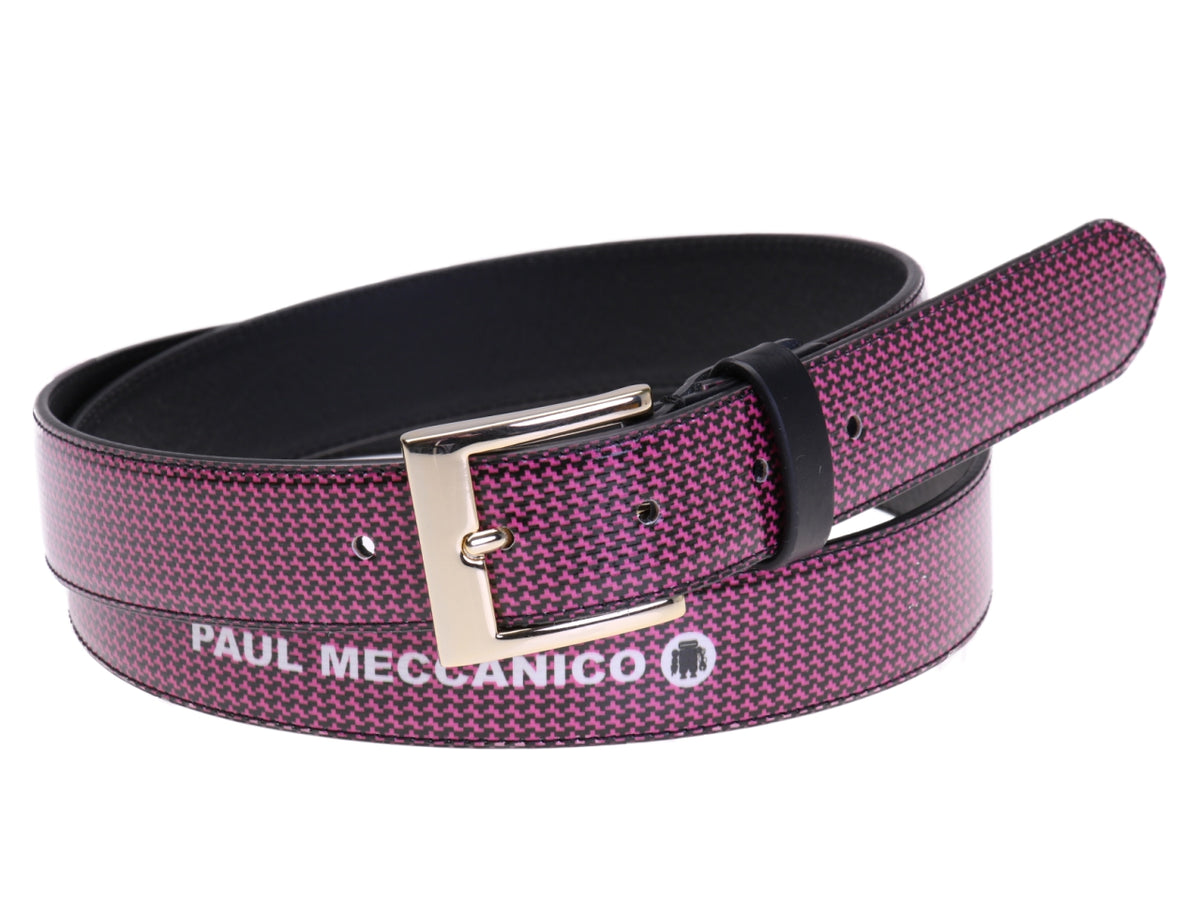 BLACK AND VIOLET WOMEN&#39;S BELT MADE OF LORRY TARPAULIN.