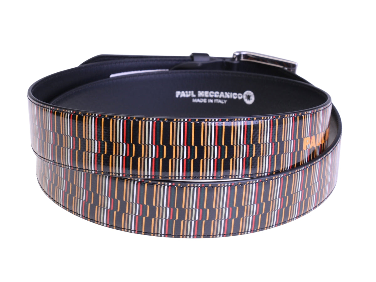 ...MULTICOLOR MEN&#39;S BELT WITH GEOMETRIC FANTASY MADE OF LORRY TARPAULIN.