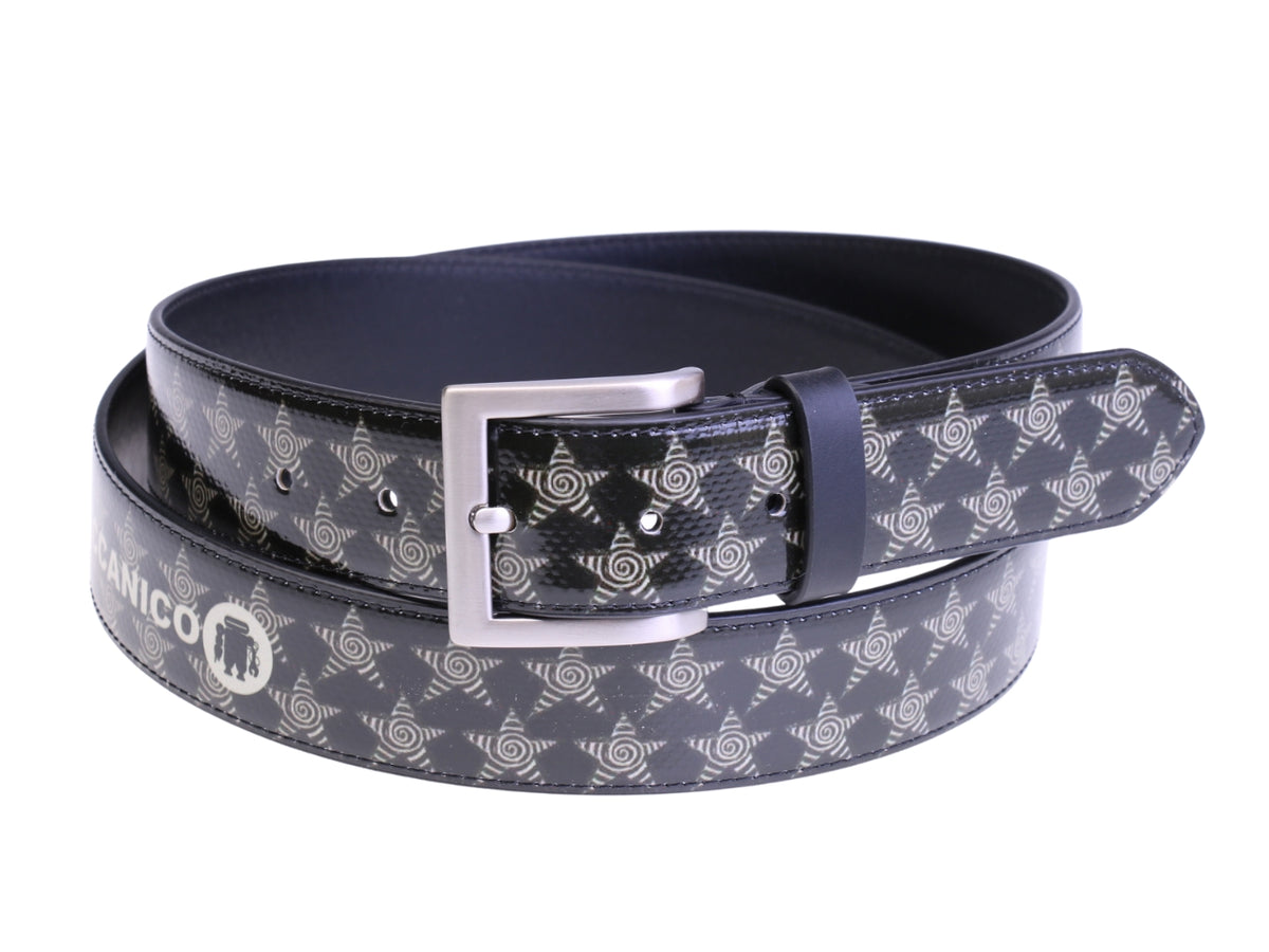 ...BLACK MEN&#39;S BELT &quot;STARS&quot; MADE OF LORRY TARPAULIN.