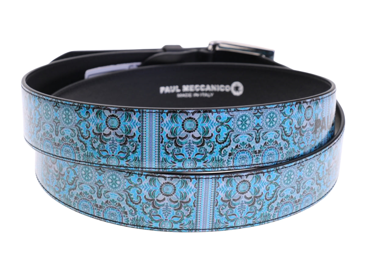 .MEN&#39;S BELT WITH PAISLEY FANTASY MADE OF LORRY TARPAULIN.