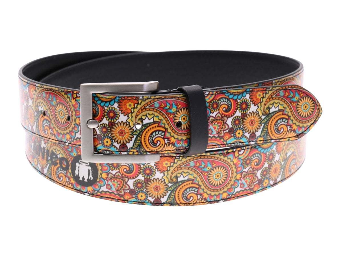 .MEN&#39;S BELT WITH PAISLEY FANTASY MADE OF LORRY TARPAULIN.