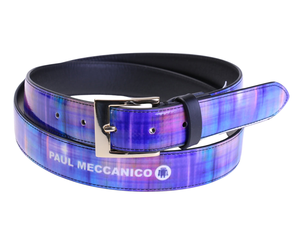 .LILAC WOMEN&#39;S BELT WITH TIE DYE FANTASY MADE OF LORRY TARPAULIN.