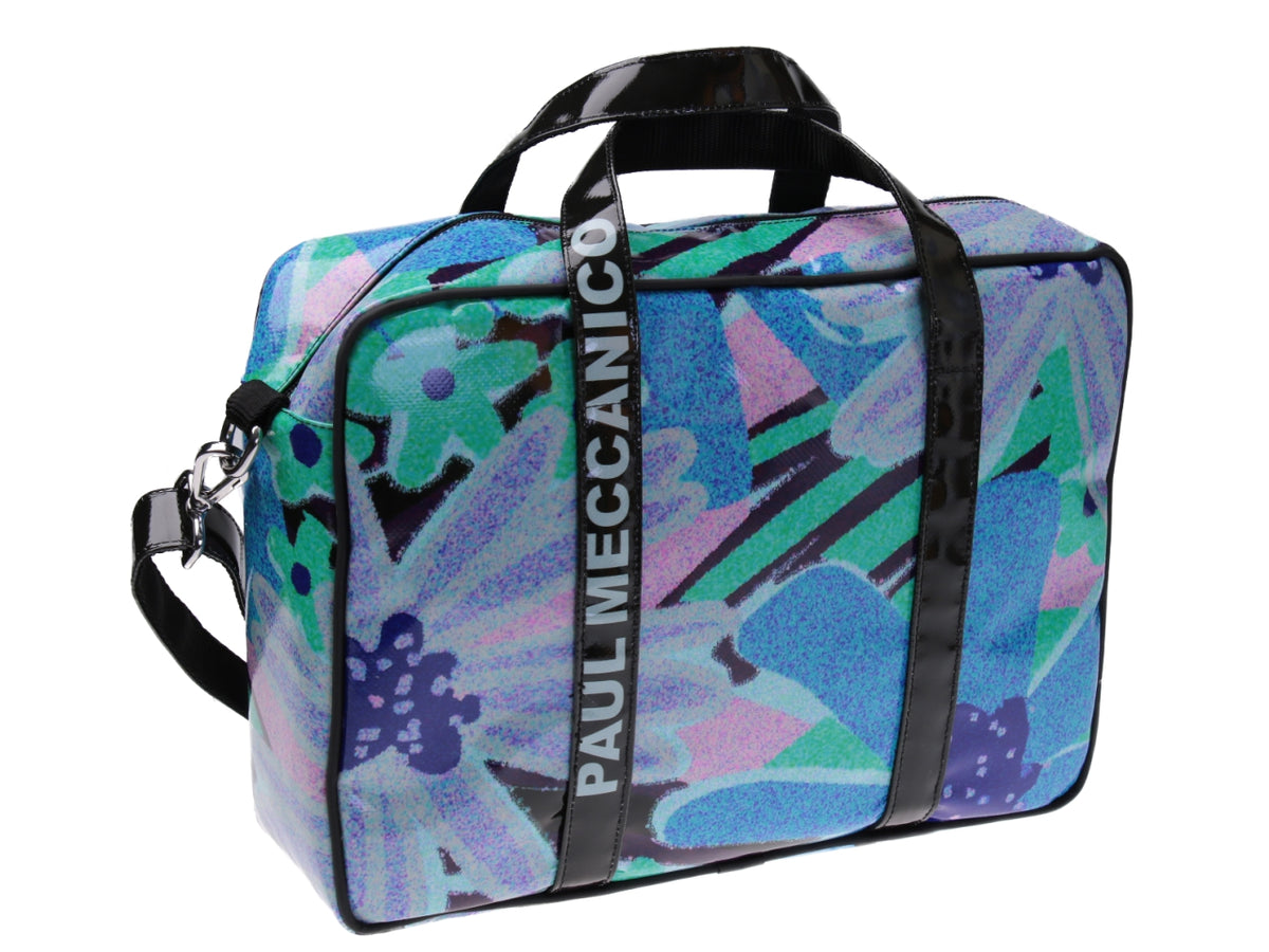 WOMEN&#39;S BRIEFCASE FLORAL FANTASY &quot;WATERCOLOR EFFECT&quot;. MODEL KART MADE OF LORRY TARPAULIN.