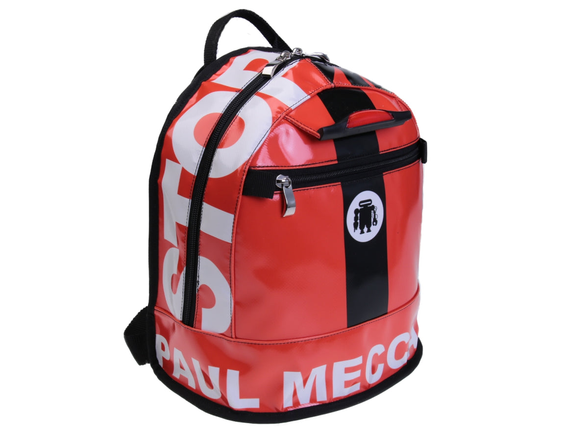 RED BACKPACK MODEL SUPERINO MADE OF LORRY TARPAULIN. - Limited Edition Paul Meccanico