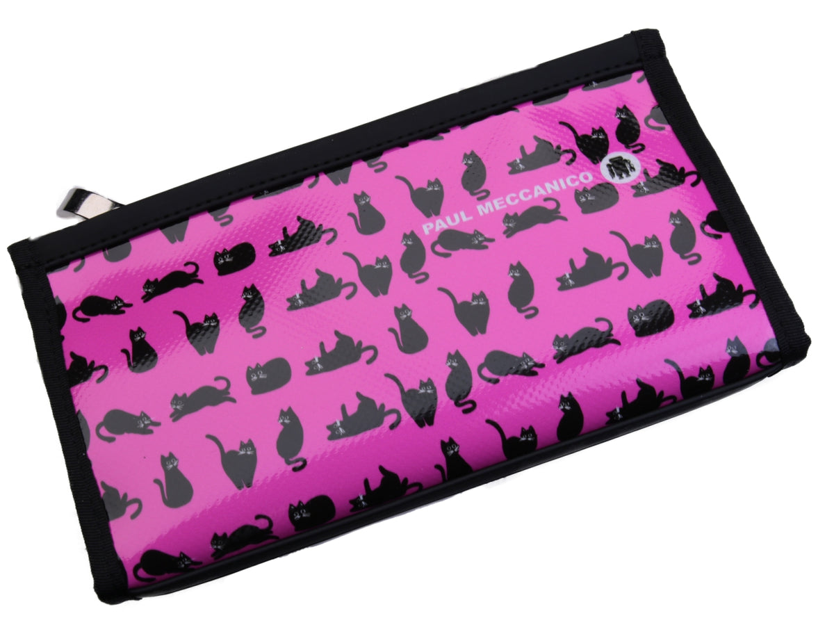 FUCHSIA LARGE WOMEN&#39;S WALLET &quot;KITTENS&quot;. MODEL PIT MADE OF LORRY TARPAULIN. - Limited Edition Paul Meccanico