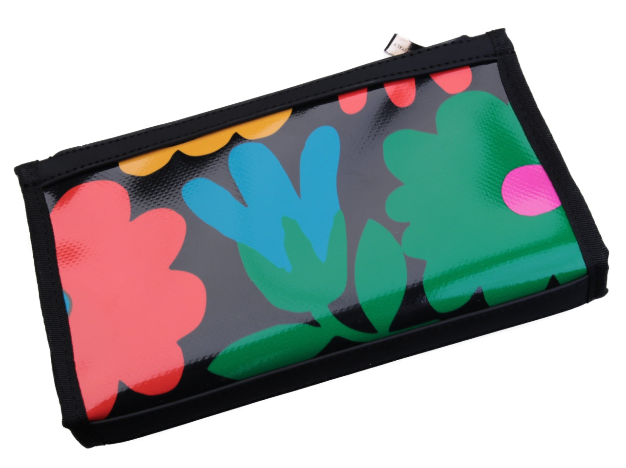 LARGE BLACK WOMEN'S WALLET WITH COLOUFUL FLOWERS. MODEL PIT MADE OF LORRY TARPAULIN. - Limited Edition Paul Meccanico