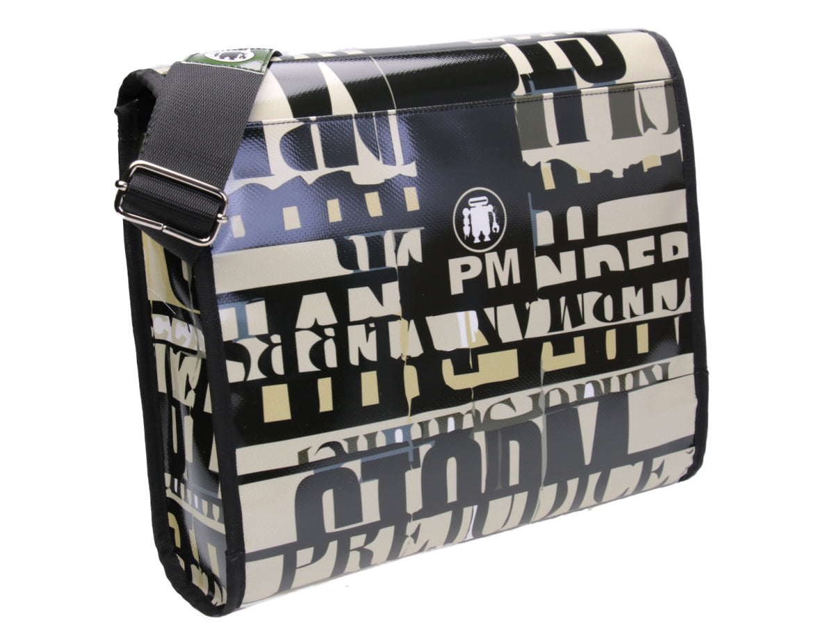 BEIGE CROSSBODY BAG &quot;NEWSPAPER STYLE&quot;. MODEL BREAK MADE OF LORRY TARPAULIN. - Unique Pieces Paul Meccanico