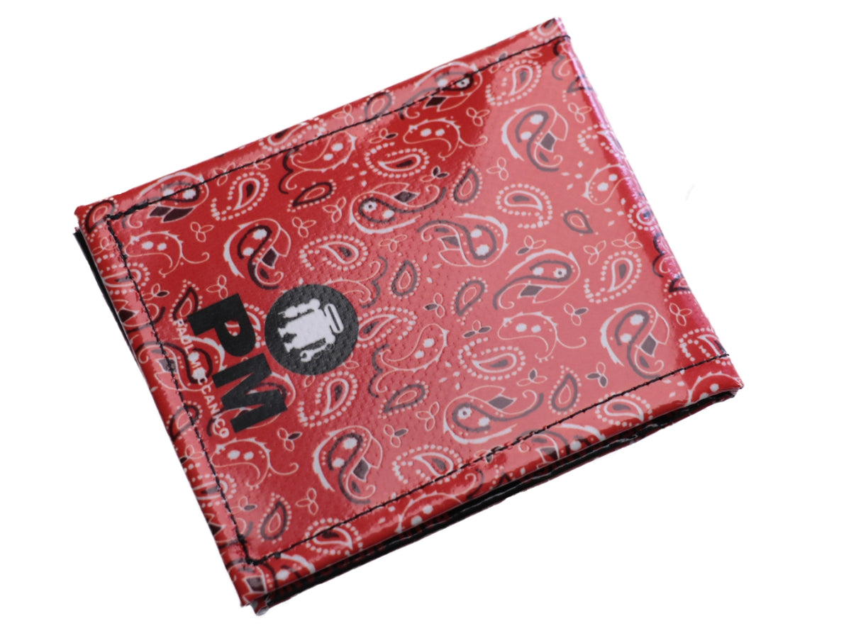 MEN&#39;S WALLET RED WITH PAISLEY FANTASY. MODEL CRIK MADE OF LORRY TARPAULIN. - Limited Edition Paul Meccanico