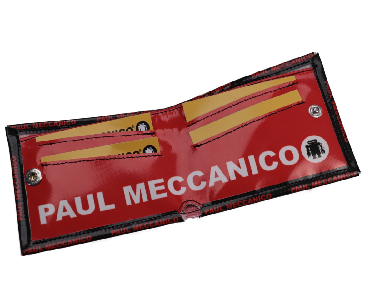 MEN&#39;S WALLET RED AND WHITE. MODEL CRIK MADE OF LORRY TARPAULIN. - Limited Edition Paul Meccanico