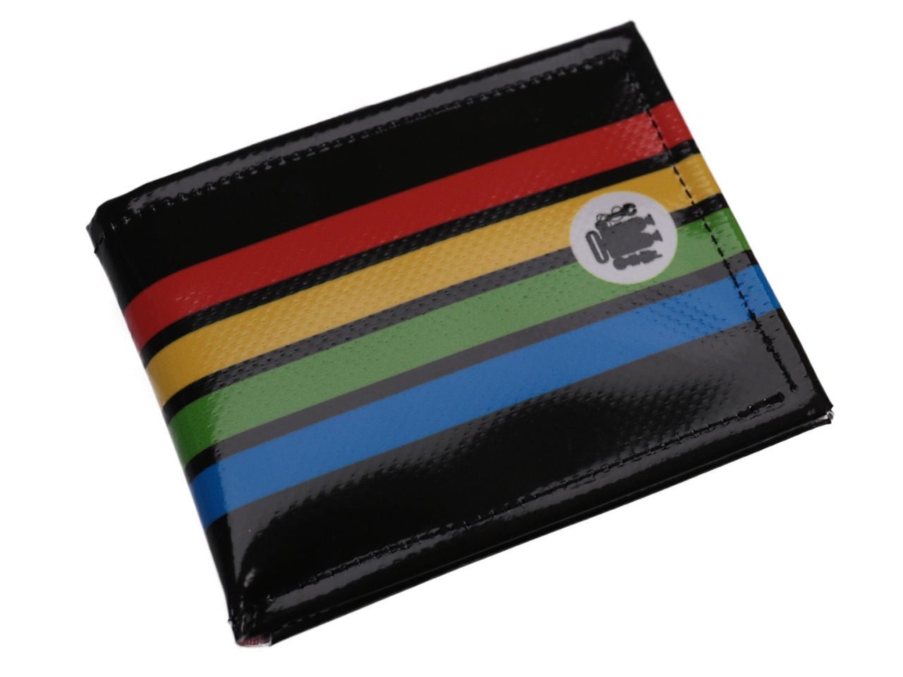 MEN'S WALLET BLACK WITH COLOURFUL STRIPES. MODEL CRIK MADE OF LORRY TARPAULIN. - Limited Edition Paul Meccanico
