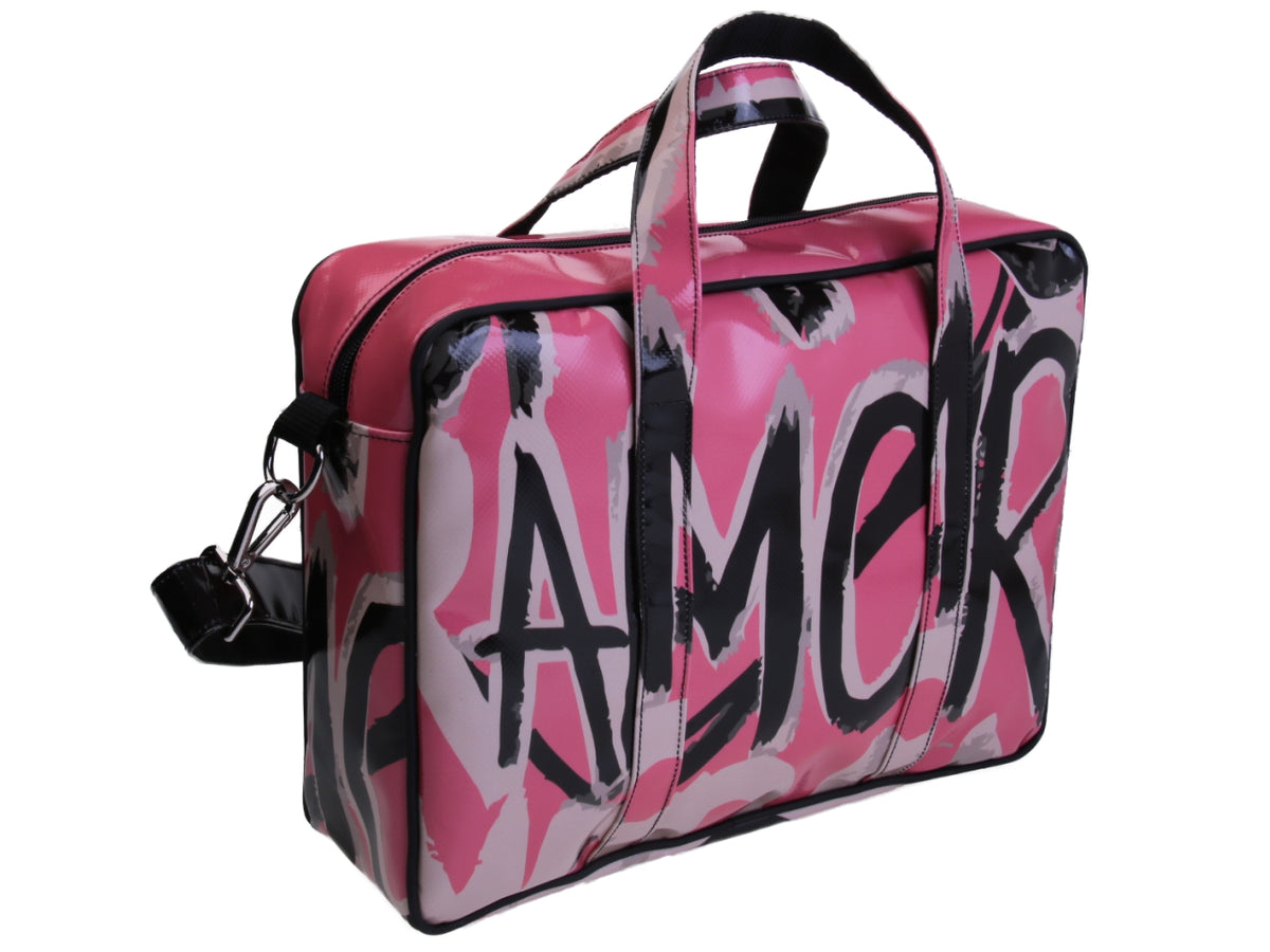 SALMON WOMEN&#39;S BRIEFCASE &quot;AMOR&quot;. MODEL KART MADE OF LORRY TARPAULIN.