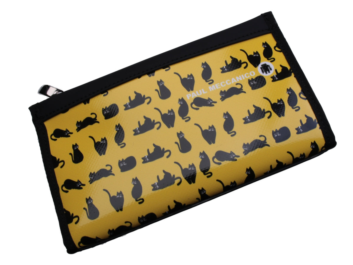 LARGE YELLOW WOMEN&#39;S WALLET &quot;KITTENS&quot;. MODEL PIT MADE OF LORRY TARPAULIN. - Limited Edition Paul Meccanico
