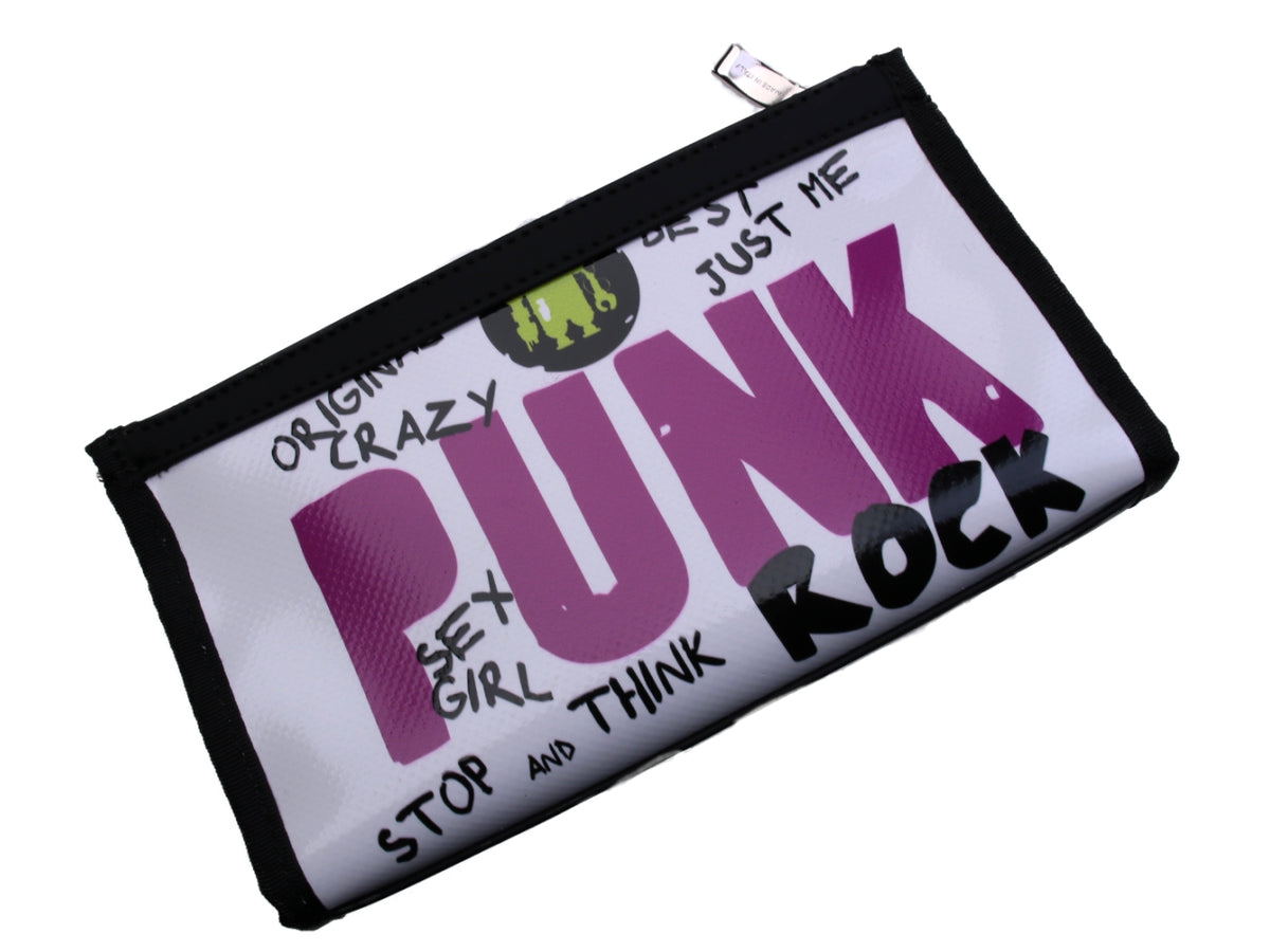 LARGE WHITE WOMEN&#39;S WALLET &quot;PUNK&quot;. MODEL PIT MADE OF LORRY TARPAULIN. - Limited Edition Paul Meccanico