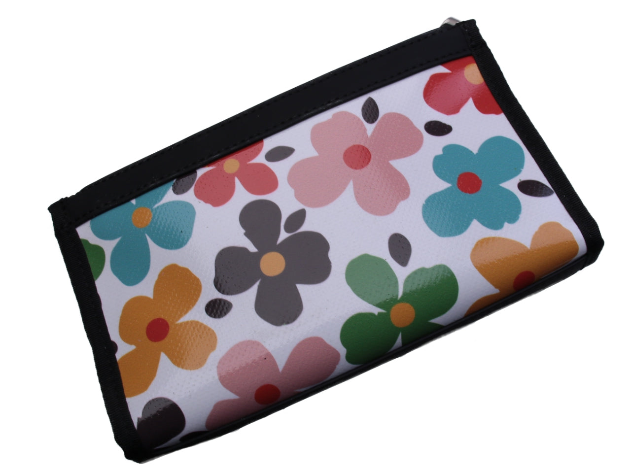 LARGE WHITE WOMEN'S WALLET WITH FLORAL FANTASY. MODEL PIT MADE OF LORRY TARPAULIN. - Limited Edition Paul Meccanico