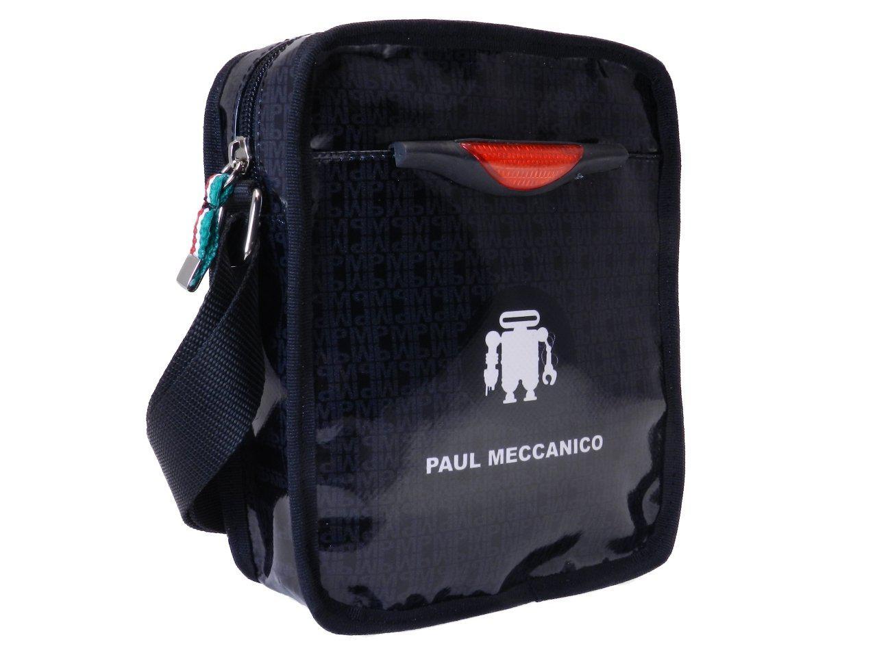 SHOULDER BAG BLACK COLOUR GEOMETRIC FANTASY. STRATOS MODEL MADE OF LORRY TARPAULIN. - Limited Edition Paul Meccanico