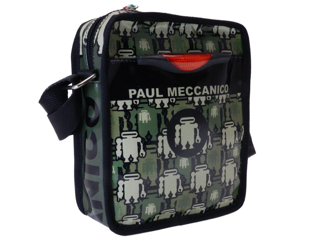 SHOULDER BAG DARK GREEN WITH PAUL MECCANICO'S ROBOTS. STRATOS MODEL MADE OF LORRY TARPAULIN. - Limited Edition Paul Meccanico
