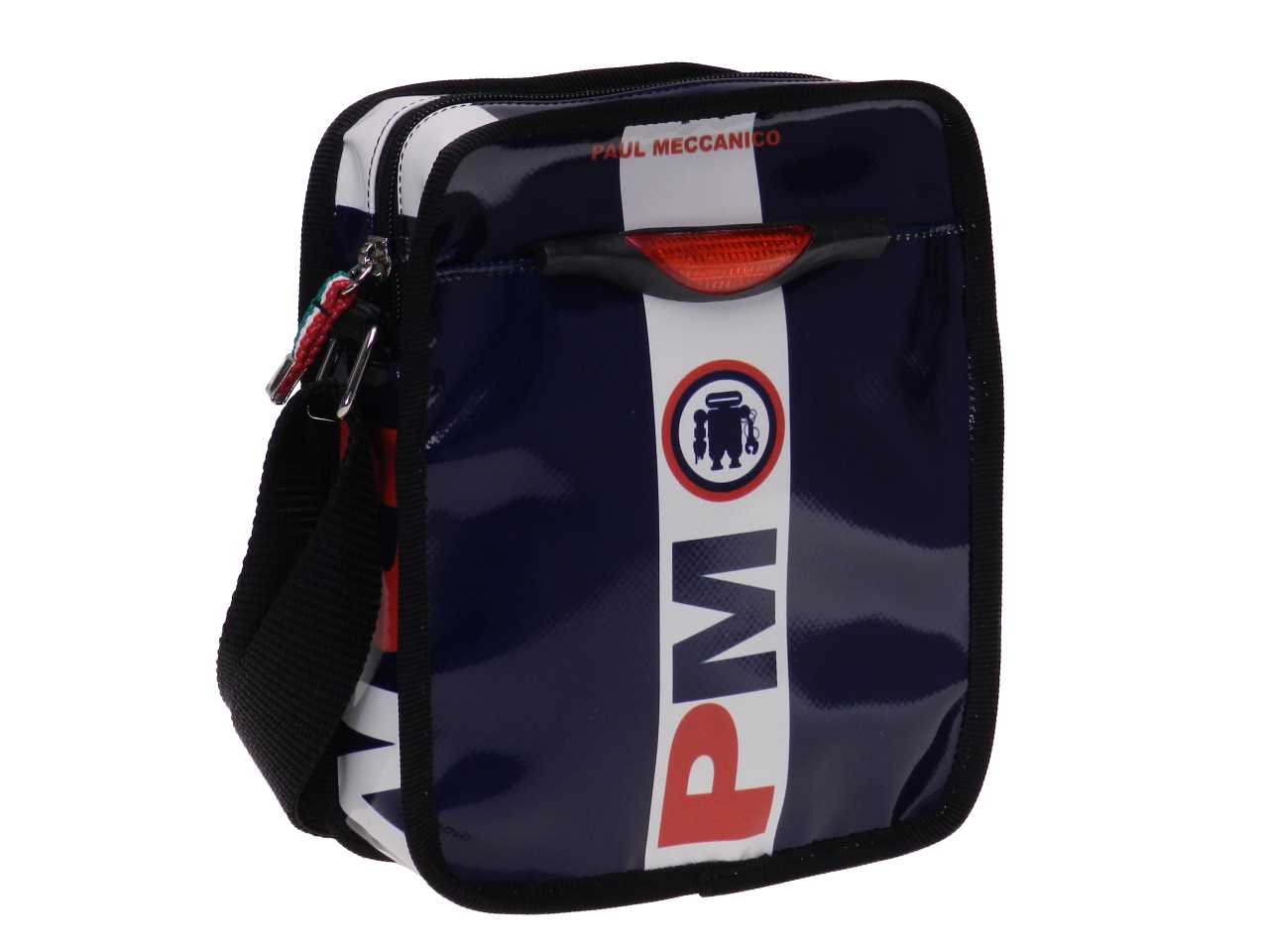 GENDERLESS BLUE SHOULDER BAG. MODEL STRATOS MADE OF LORRY TARPAULIN. - Limited Edition Paul Meccanico