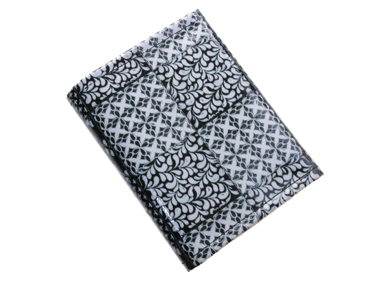 BLACK AND WHITE WOMEN'S WALLET "EMBROIDERY STYLE". MODEL TREK MADE OF LORRY TARPAULIN. - Limited Edition Paul Meccanico