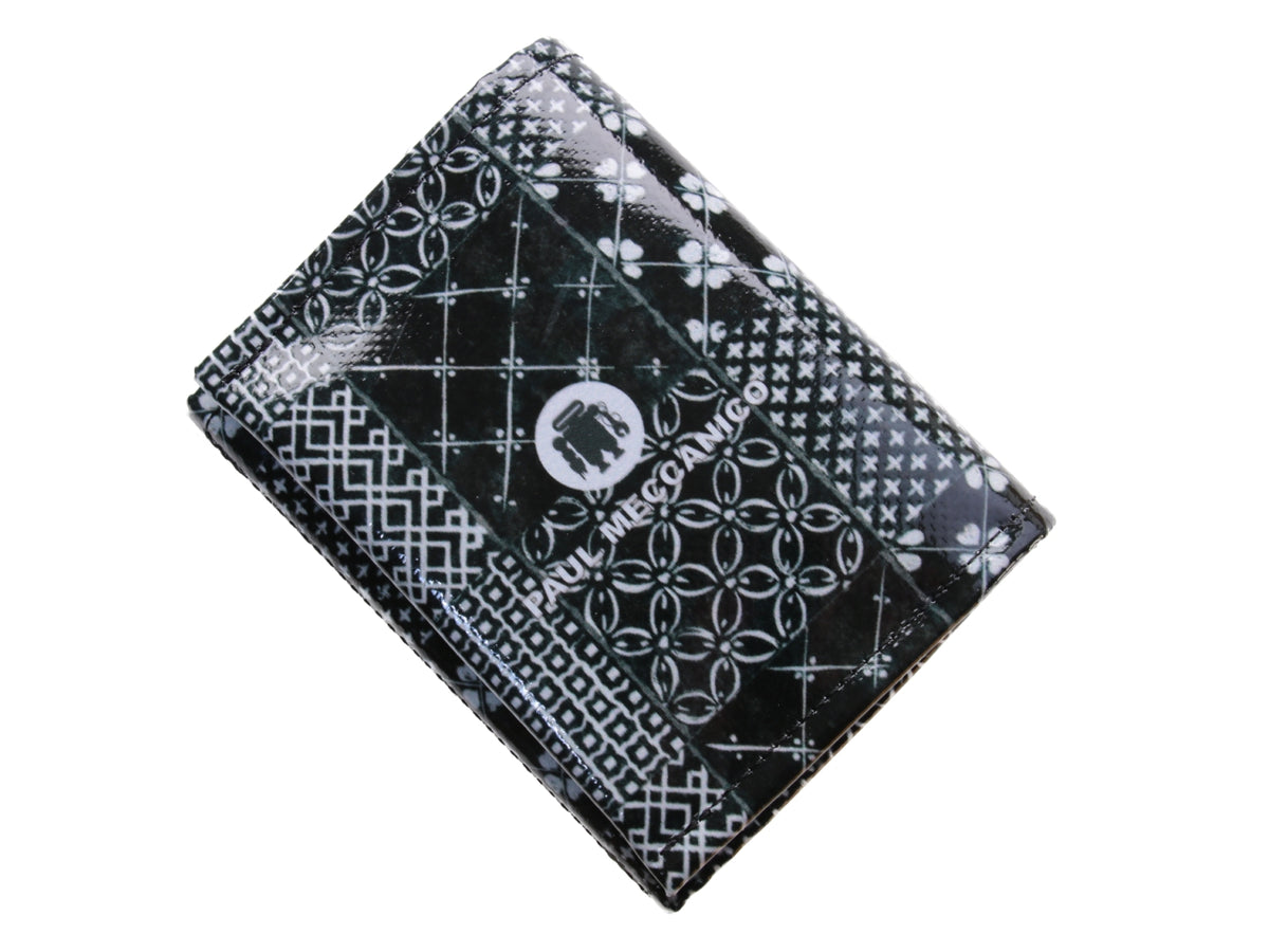 BLACK AND WHITE WOMEN&#39;S WALLET &quot;EMBROIDERY STYLE&quot;. MODEL TREK MADE OF LORRY TARPAULIN. - Limited Edition Paul Meccanico