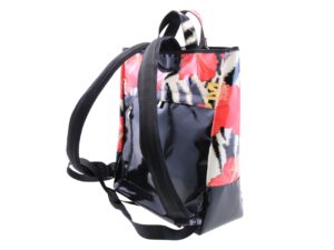 2 IN 1 BRIEFCASE AND BACKPACK WITH FLORAL FANTASY. MODEL HYBRID MADE OF LORRY TARPAULIN. - Image 3