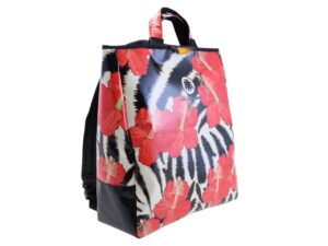 2 IN 1 BRIEFCASE AND BACKPACK WITH FLORAL FANTASY. MODEL HYBRID MADE OF LORRY TARPAULIN. - Image 2