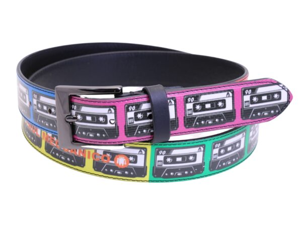 WOMEN'S BELT "CASSETTE MUSIC" MADE OF LORRY TARPAULIN