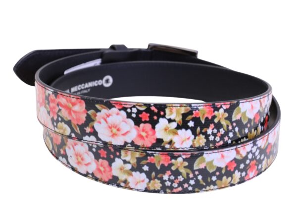 BLACK WOMEN'S BELT WITH FLORAL FANTASY MADE OF LORRY TARPAULIN - Image 2