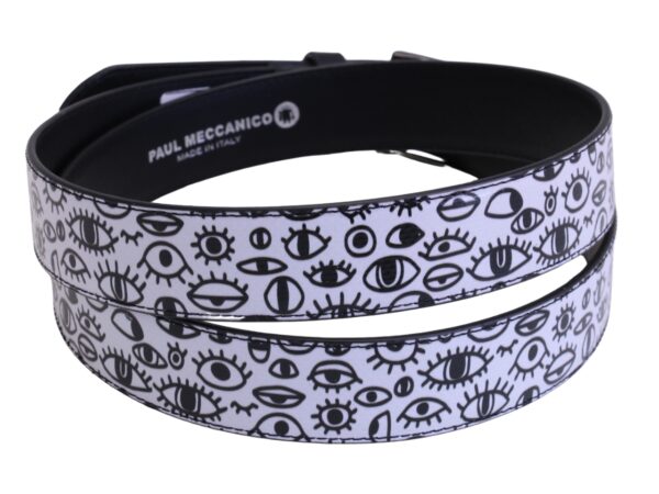 BLACK AND WHITE WOMEN'S BELT "EYES" MADE OF LORRY TARPAULIN - Image 2