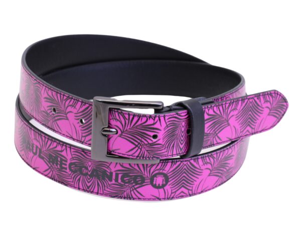 LILAC WOMEN'S BELT WITH FLORAL FANTASY MADE OF LORRY TARPAULIN