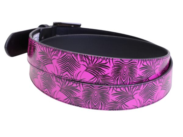 LILAC WOMEN'S BELT WITH FLORAL FANTASY MADE OF LORRY TARPAULIN - Image 2