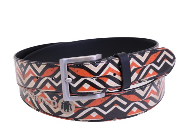 MEN'S BELT WITH ETHNIC FANTASY MADE OF LORRY TARPAULIN.