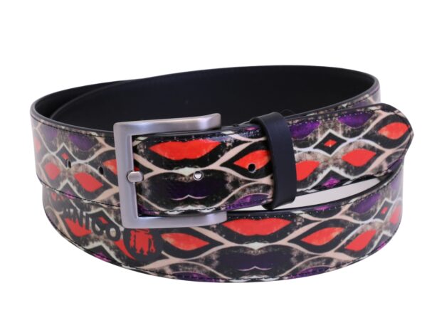 MEN'S BELT WITH ETHNIC FANTASY MADE OF LORRY TARPAULIN.
