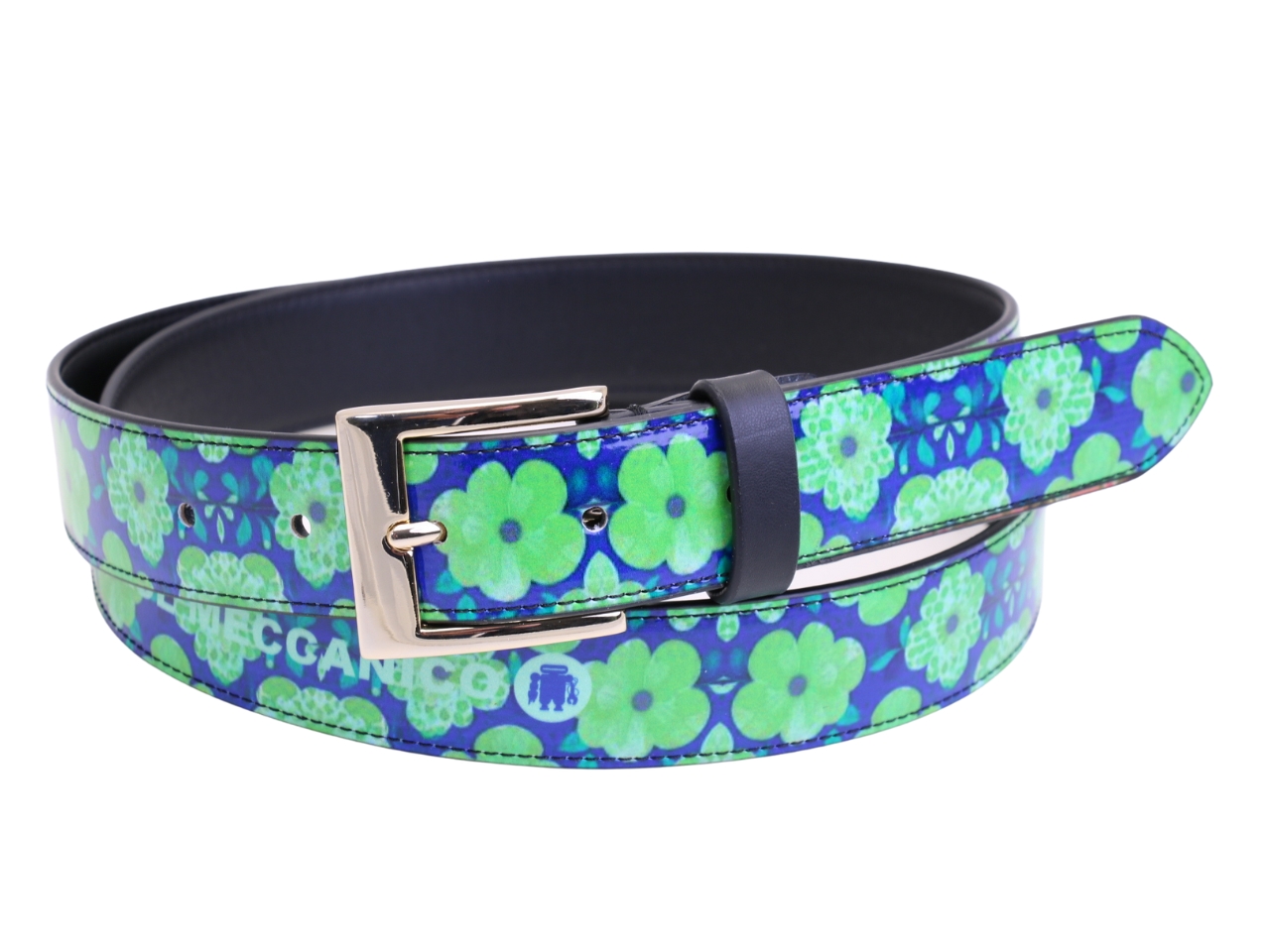 CINTURA DA DONNA ROYAL E VERDE CON FANTASIA FLOREALE REALIZZATA CON TELONI DI CAMION