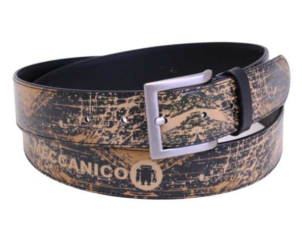 BROWN AND BLACK MEN'S BELT WITH ANIMALIER FANTASY MADE OF LORRY TARPAULIN