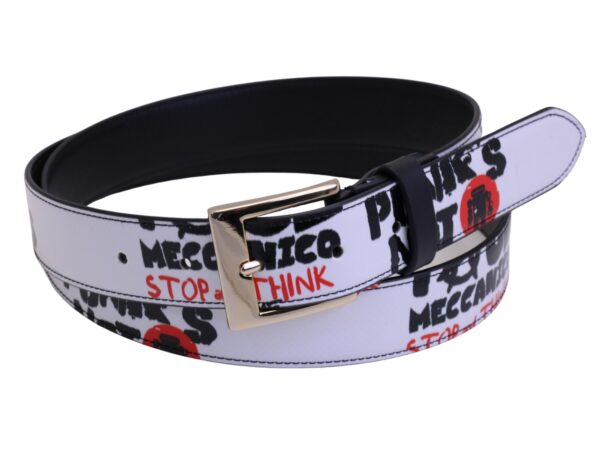 WHITE WOMEN'S BELT "PUNK'S" MADE OF LORRY TARPAULIN